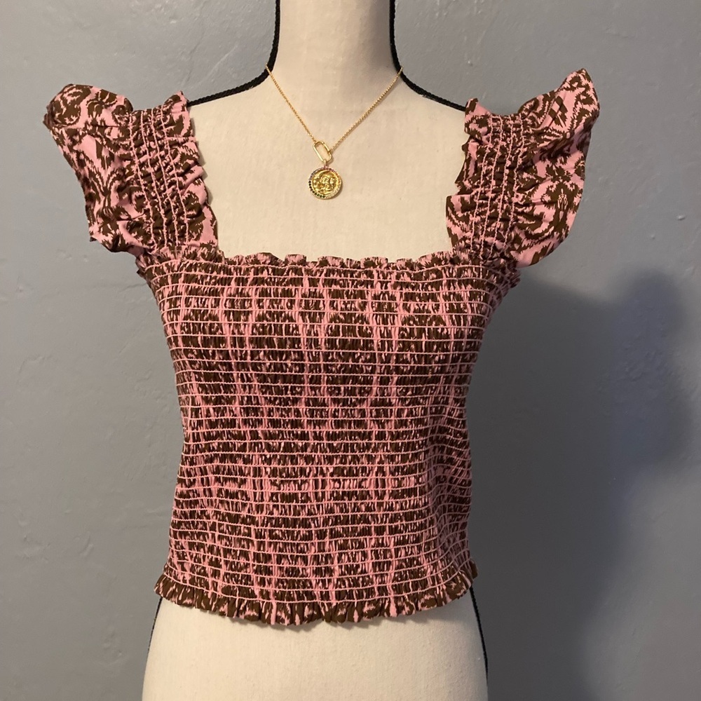 OPT -One Pretty Time Calypso pink/brown Crop top - Picture 1 of 10